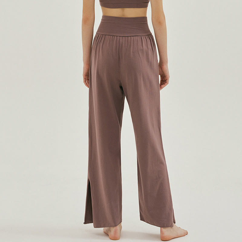 Pantaloni Leica da donna con tasche, casual, larghi, con orlo annodato, semplici, a vita alta, Buddha Stones - image 28