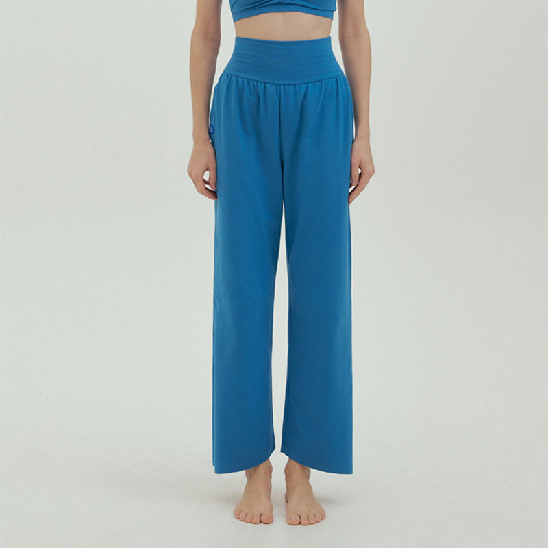 Pantaloni Leica da donna con tasche, casual, larghi, con orlo annodato, semplici, a vita alta, Buddha Stones - Bianco antico - US4, UK/AU8, EU36 (L) - image 44