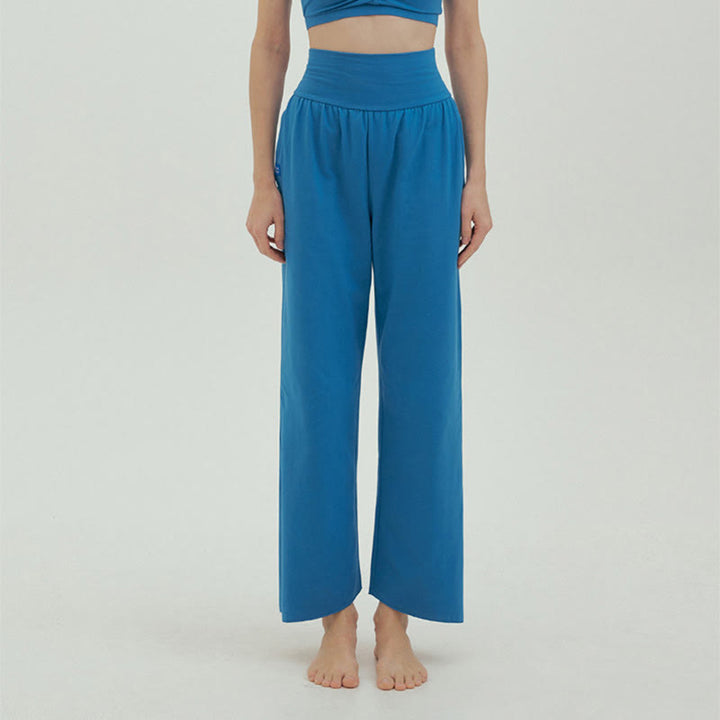 Pantaloni Leica da donna con tasche, casual, larghi, con orlo annodato, semplici, a vita alta, Buddha Stones - Bianco antico - US4, UK/AU8, EU36 (L) - image 44