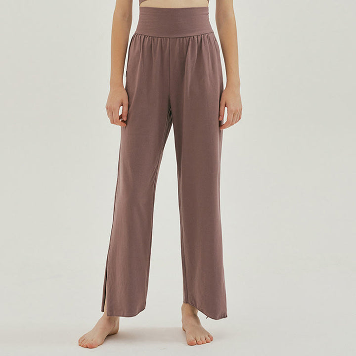 Pantaloni Leica da donna con tasche, casual, larghi, con orlo annodato, semplici, a vita alta, Buddha Stones - RosyBrown - US4, UK/AU8, EU36 (L) - image 28