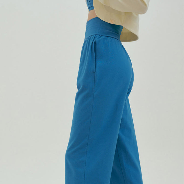 Pantaloni Leica da donna con tasche, casual, larghi, con orlo annodato, semplici, a vita alta, Buddha Stones - image 52