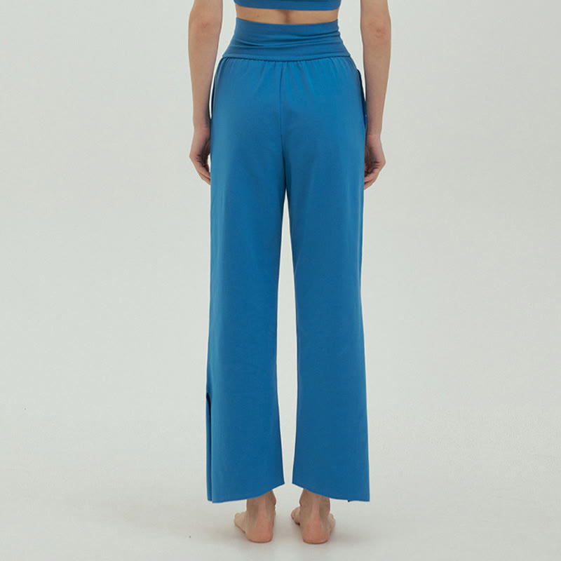 Pantaloni Leica da donna con tasche, casual, larghi, con orlo annodato, semplici, a vita alta, Buddha Stones - image 45