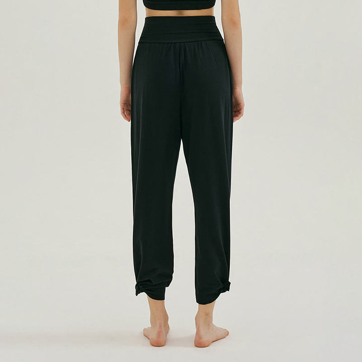 Pantaloni Leica da donna con tasche, casual, larghi, con orlo annodato, semplici, a vita alta, Buddha Stones - image 9