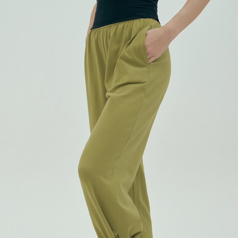 Pantaloni Leica da donna con tasche, casual, larghi, con orlo annodato, semplici, a vita alta, Buddha Stones - image 44