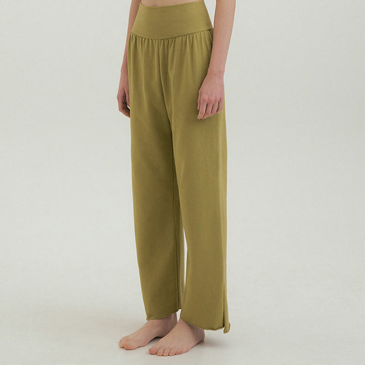 Pantaloni Leica da donna con tasche, casual, larghi, con orlo annodato, semplici, a vita alta, Buddha Stones - image 42
