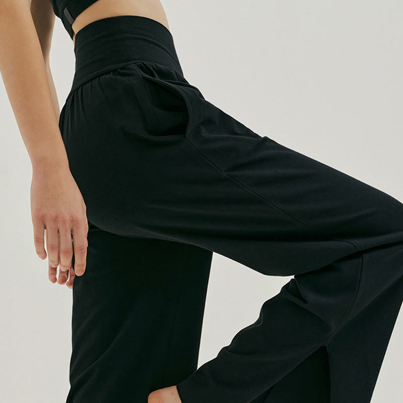 Pantaloni Leica da donna con tasche, casual, larghi, con orlo annodato, semplici, a vita alta, Buddha Stones - image 11