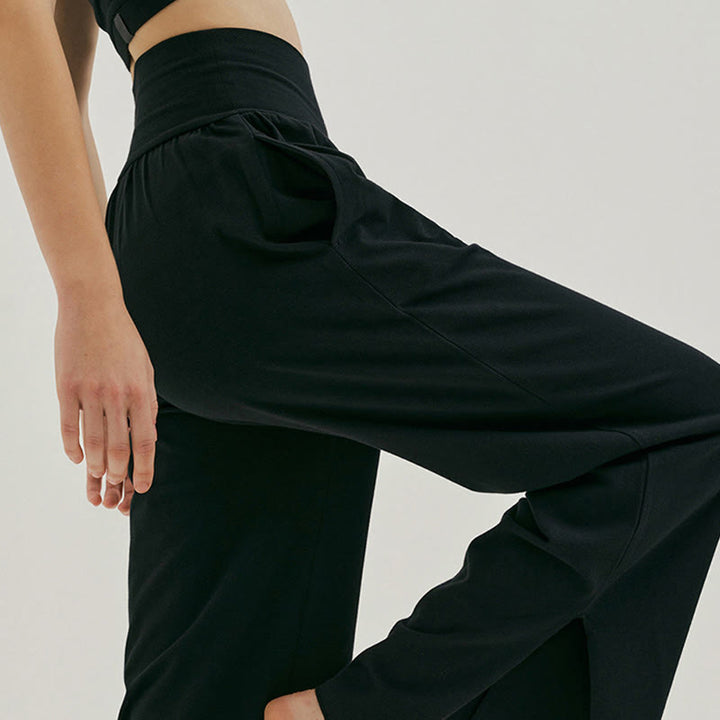 Pantaloni Leica da donna con tasche, casual, larghi, con orlo annodato, semplici, a vita alta, Buddha Stones - image 11