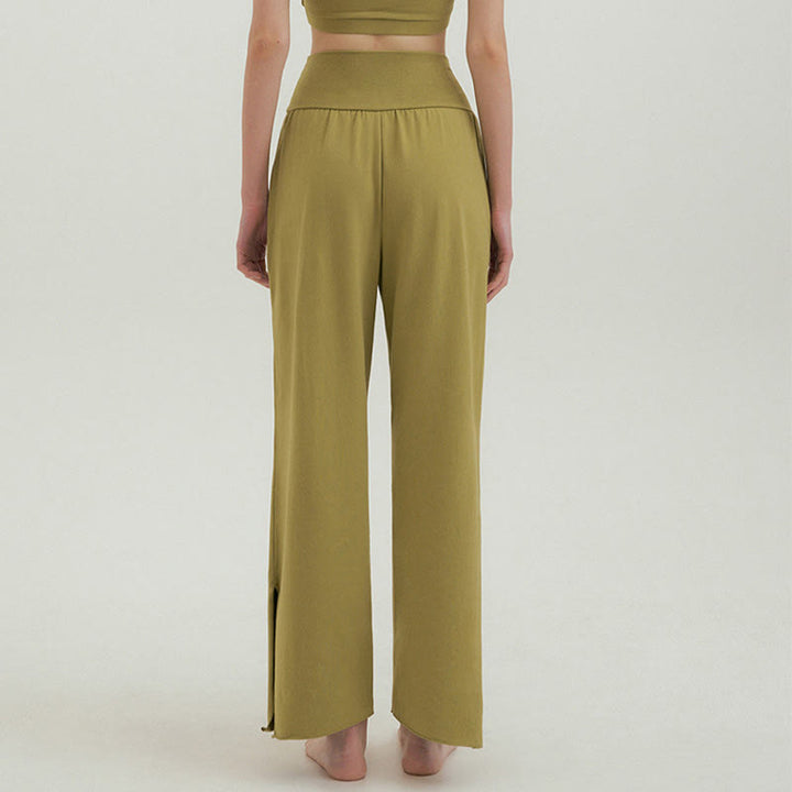 Pantaloni Leica da donna con tasche, casual, larghi, con orlo annodato, semplici, a vita alta, Buddha Stones - image 40