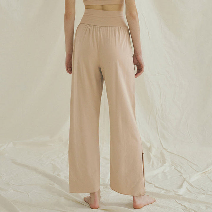Pantaloni Leica da donna con tasche, casual, larghi, con orlo annodato, semplici, a vita alta, Buddha Stones - image 18