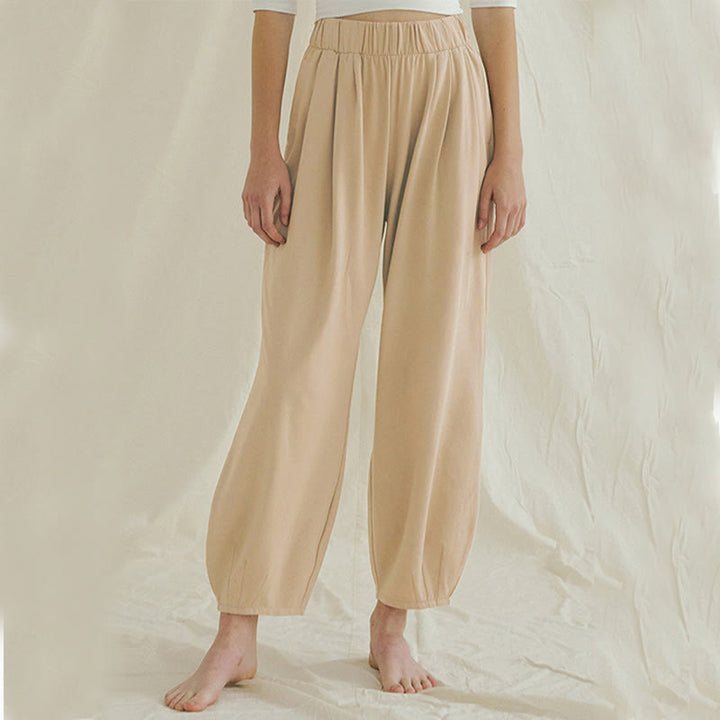 Pantaloni Leica da donna con tasche, casual, larghi, con orlo annodato, semplici, a vita alta, Buddha Stones - Grano - US4, UK/AU8, EU36 (L) - image 17