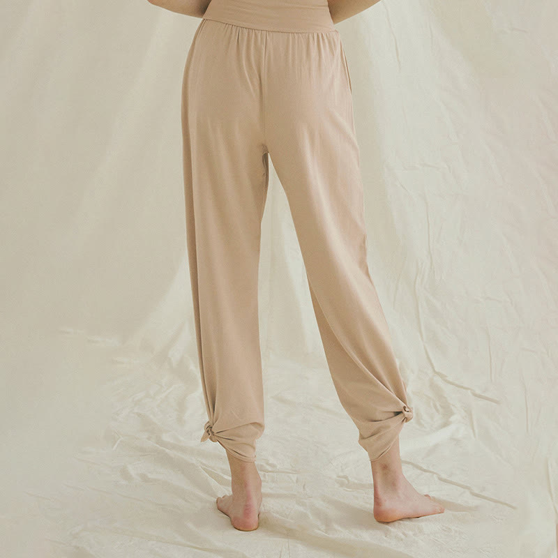 Pantaloni Leica da donna con tasche, casual, larghi, con orlo annodato, semplici, a vita alta, Buddha Stones - image 20