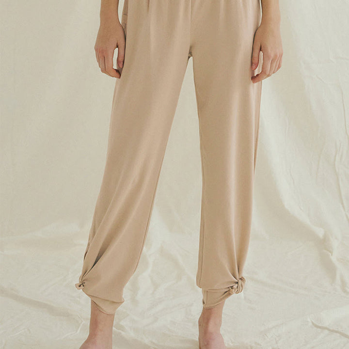 Pantaloni Leica da donna con tasche, casual, larghi, con orlo annodato, semplici, a vita alta, Buddha Stones - image 23