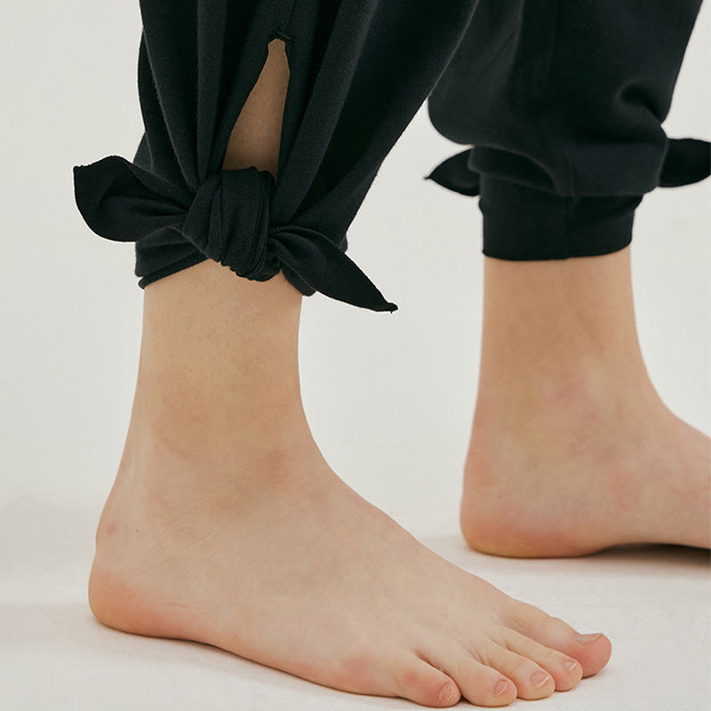 Pantaloni Leica da donna con tasche, casual, larghi, con orlo annodato, semplici, a vita alta, Buddha Stones - image 15