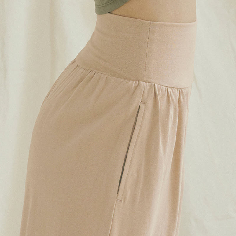Pantaloni Leica da donna con tasche, casual, larghi, con orlo annodato, semplici, a vita alta, Buddha Stones - image 23