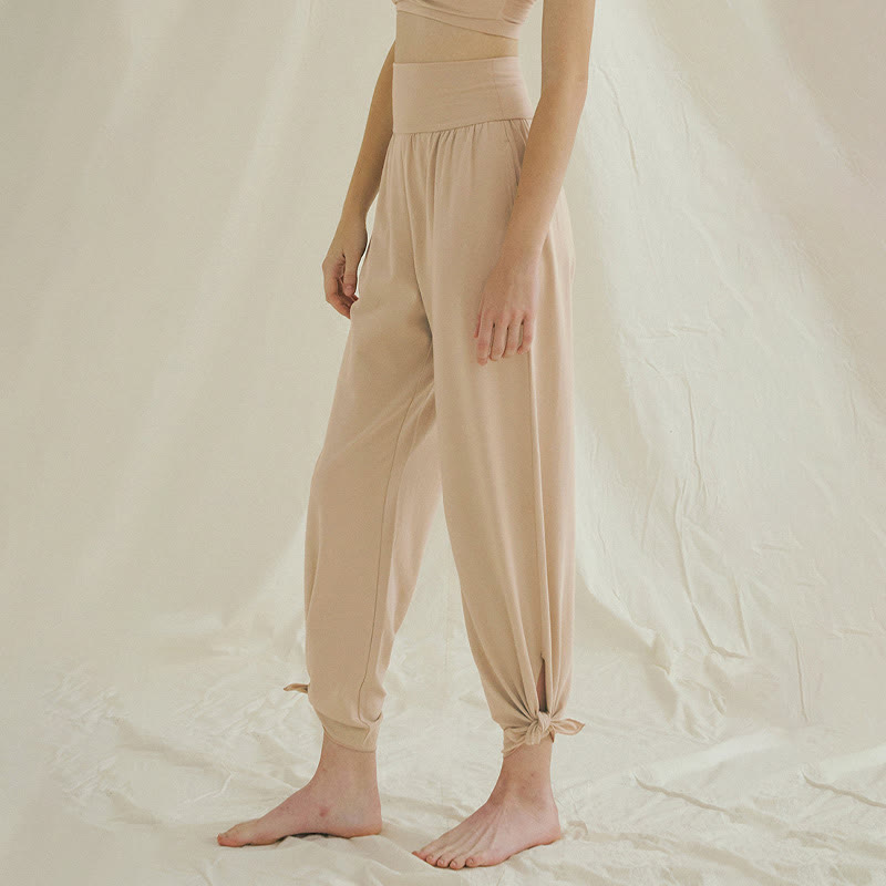 Pantaloni Leica da donna con tasche, casual, larghi, con orlo annodato, semplici, a vita alta, Buddha Stones - image 21