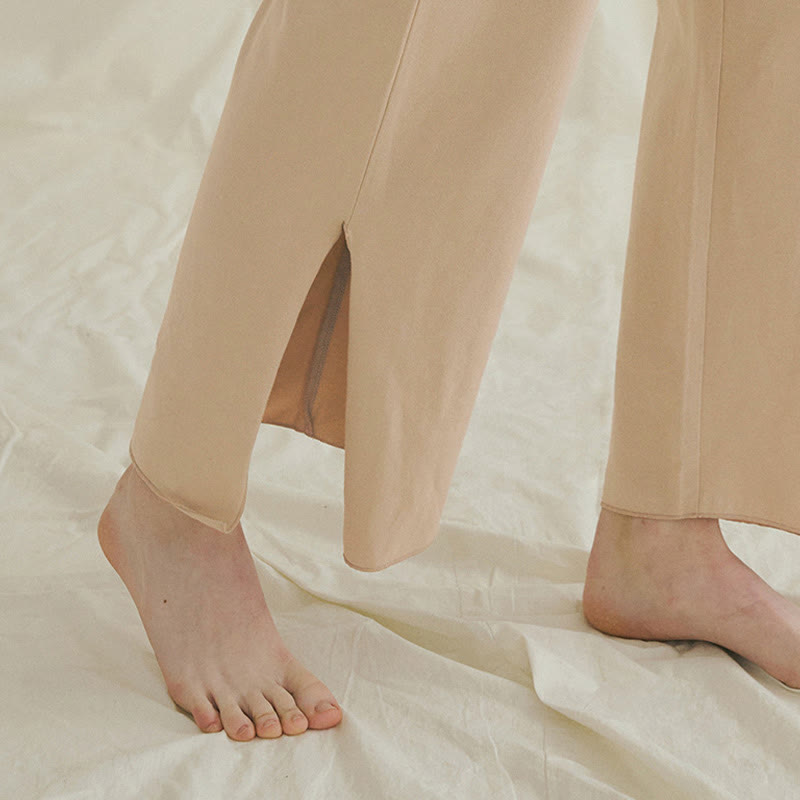 Pantaloni Leica da donna con tasche, casual, larghi, con orlo annodato, semplici, a vita alta, Buddha Stones - image 26