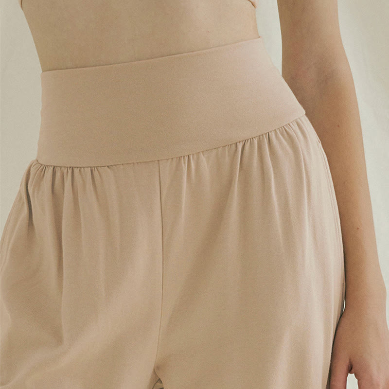 Pantaloni Leica da donna con tasche, casual, larghi, con orlo annodato, semplici, a vita alta, Buddha Stones - image 25