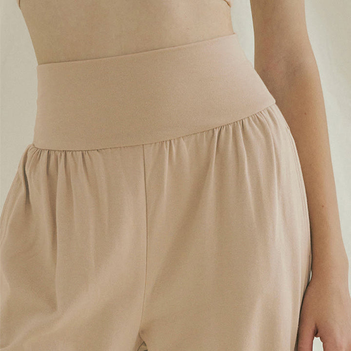 Pantaloni Leica da donna con tasche, casual, larghi, con orlo annodato, semplici, a vita alta, Buddha Stones - image 25