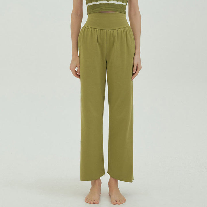 Pantaloni Leica da donna con tasche, casual, larghi, con orlo annodato, semplici, a vita alta, Buddha Stones - image 42