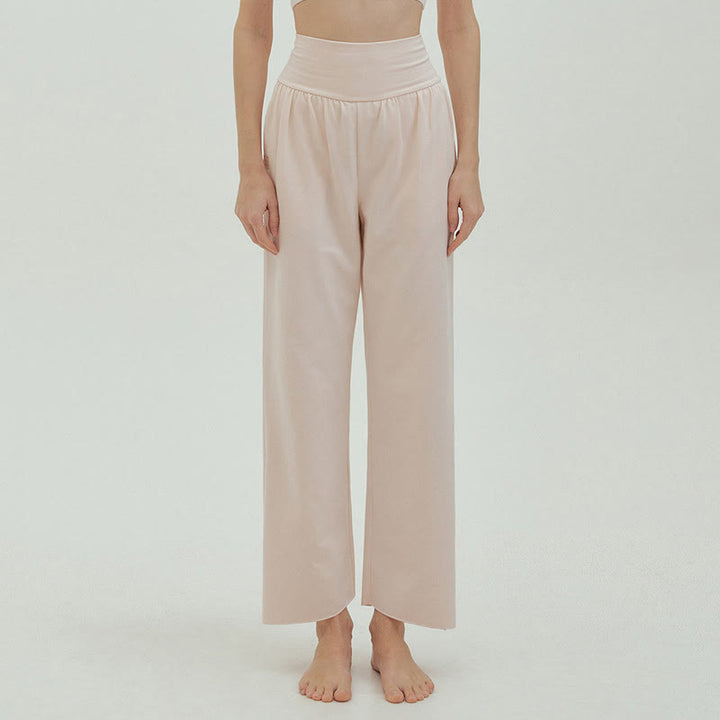 Pantaloni Leica da donna con tasche, casual, larghi, con orlo annodato, semplici, a vita alta, Buddha Stones - image 58