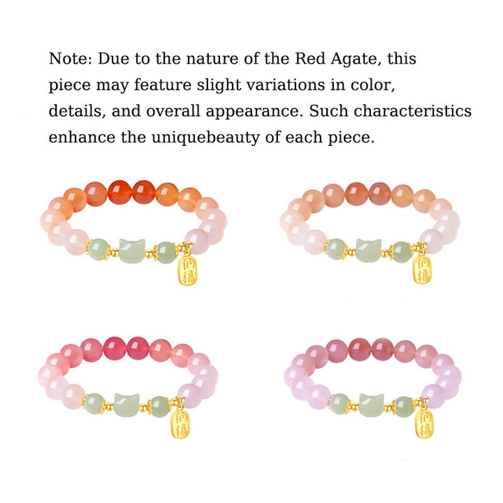 Braccialetto di fiducia in argento sterling 925 con agata rossa e giada Hetian, carattere Cat Fu, Buddha Stones - image 13