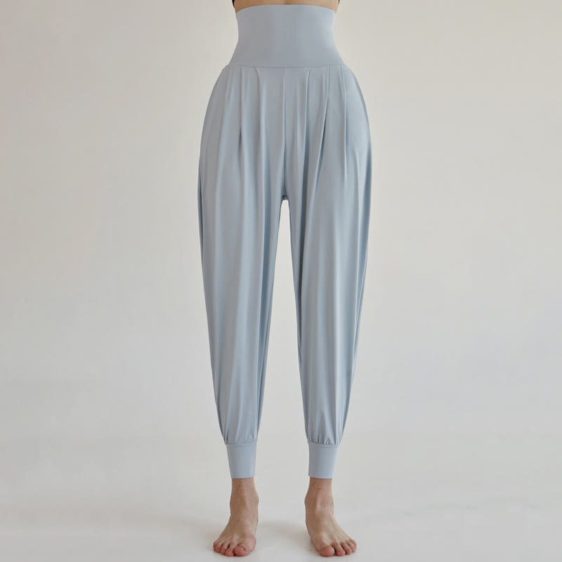 Pantaloni Leica da donna Buddha Stones Casual Plain a vita alta e asciugatura rapida con tasche - Azzurro polvere - US4, UK/AU8, EU36 (L) - image 8