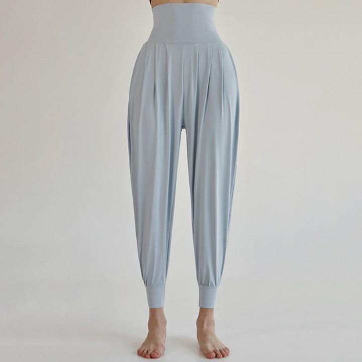 Pantaloni Leica da donna Buddha Stones Casual Plain a vita alta e asciugatura rapida con tasche - Azzurro polvere - US4, UK/AU8, EU36 (L) - image 8