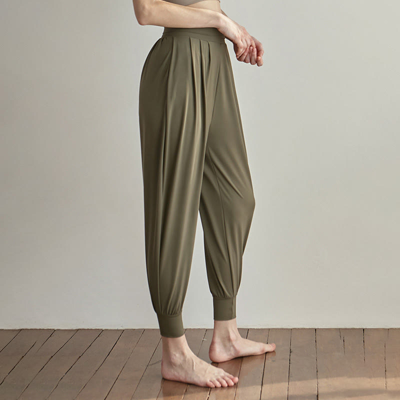 Pantaloni Leica da donna Buddha Stones Casual Plain a vita alta e asciugatura rapida con tasche - Oliva - US4, UK/AU8, EU36 (L) - image 1