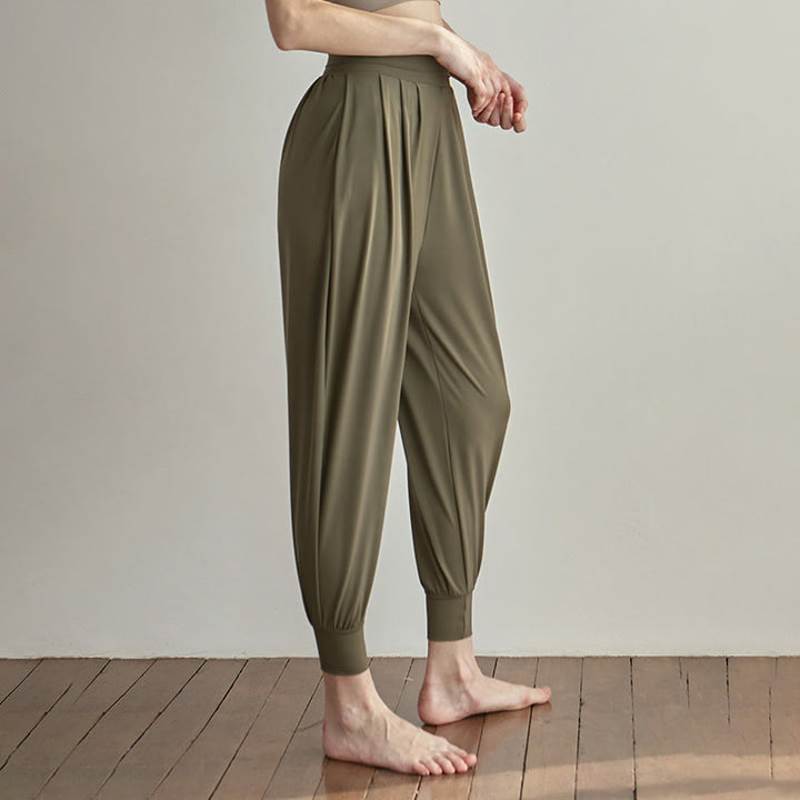 Pantaloni Leica da donna Buddha Stones Casual Plain a vita alta e asciugatura rapida con tasche - Oliva - US4, UK/AU8, EU36 (L) - image 1