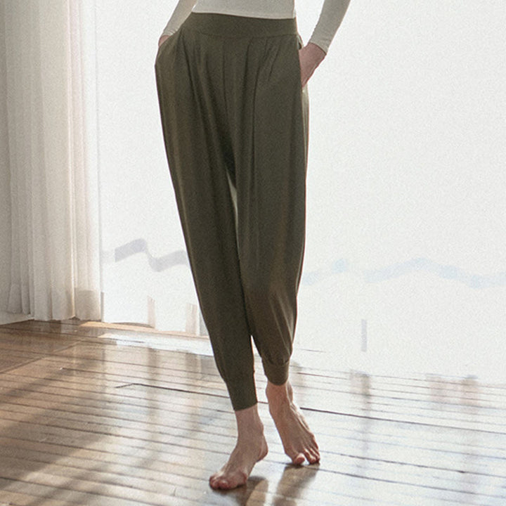 Pantaloni Leica da donna Buddha Stones Casual Plain a vita alta e asciugatura rapida con tasche - image 5