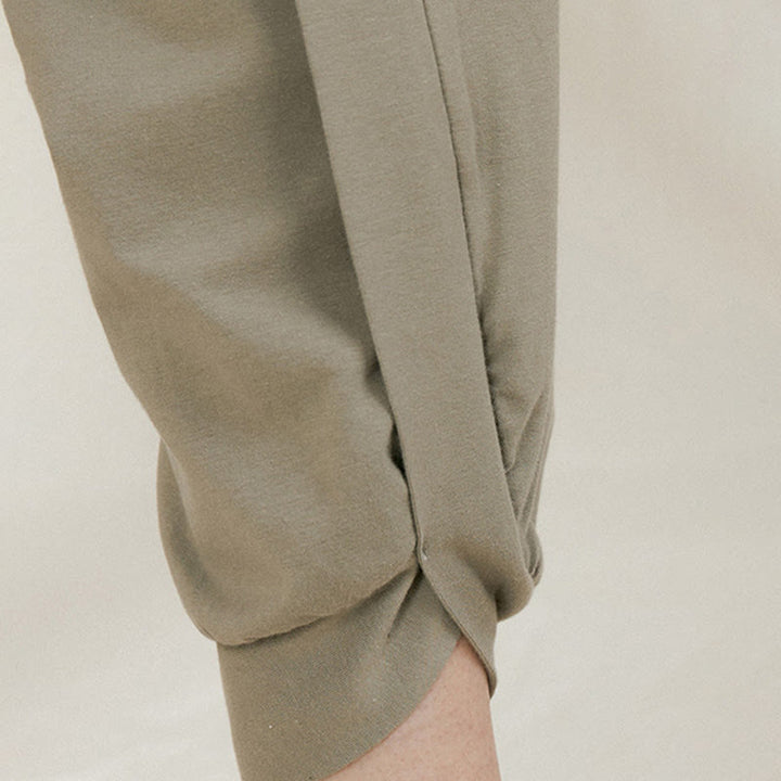 Pantaloni da donna in cotone a vita alta, casual, tinta unita, con pieghe laterali, ad asciugatura rapida, con tasche, Buddha Stones - image 10