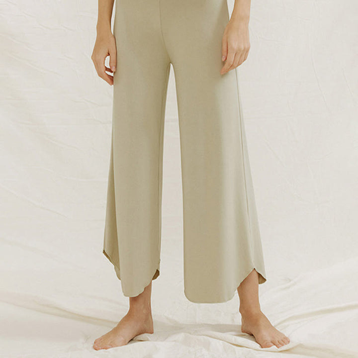 Pantaloni larghi da donna Leica con orlo geometrico irregolare e casual, modello Buddha Stones - image 15