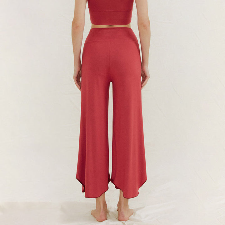 Pantaloni larghi da donna Leica con orlo geometrico irregolare e casual, modello Buddha Stones - image 2
