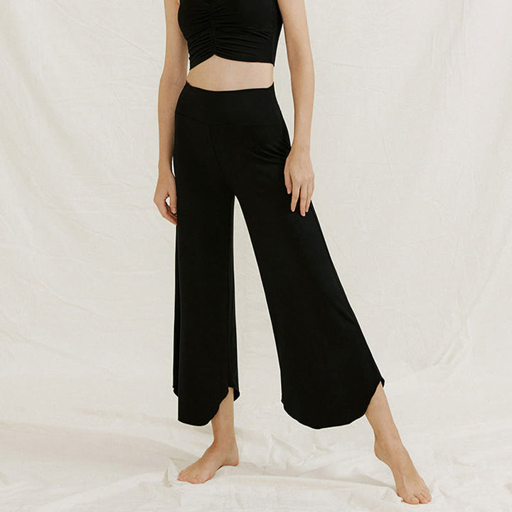 Pantaloni larghi da donna Leica con orlo geometrico irregolare e casual, modello Buddha Stones - image 29