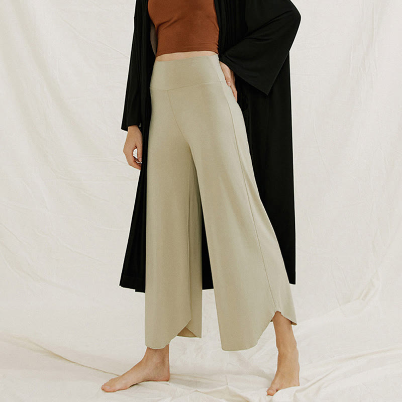Pantaloni larghi da donna Leica con orlo geometrico irregolare e casual, modello Buddha Stones - image 15