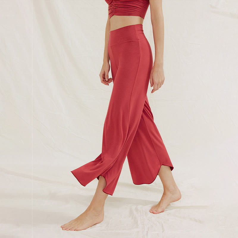 Pantaloni larghi da donna Leica con orlo geometrico irregolare e casual, modello Buddha Stones - image 3