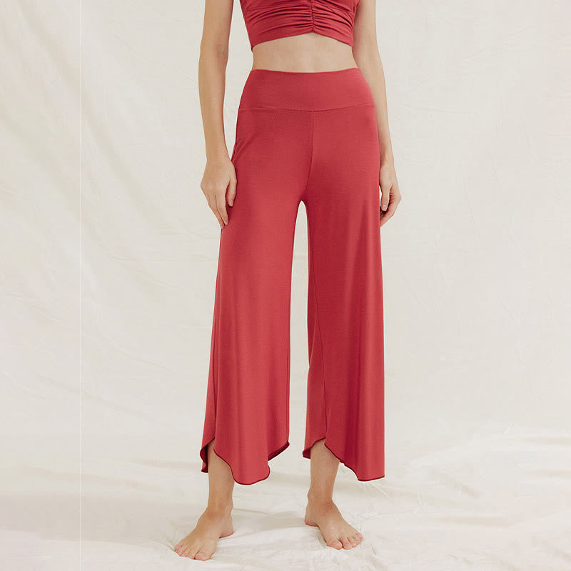 Pantaloni larghi da donna Leica con orlo geometrico irregolare e casual, modello Buddha Stones - Rosso - US4, UK/AU8, EU36 (L) - image 1
