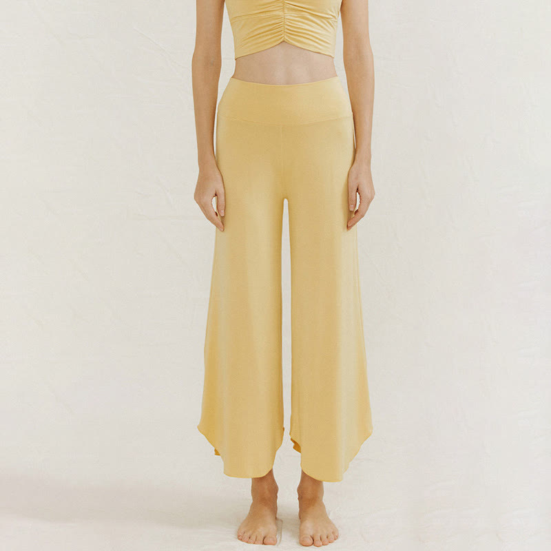 Pantaloni larghi da donna Leica con orlo geometrico irregolare e casual, modello Buddha Stones - Cachi - US4, UK/AU8, EU36 (L) - image 6