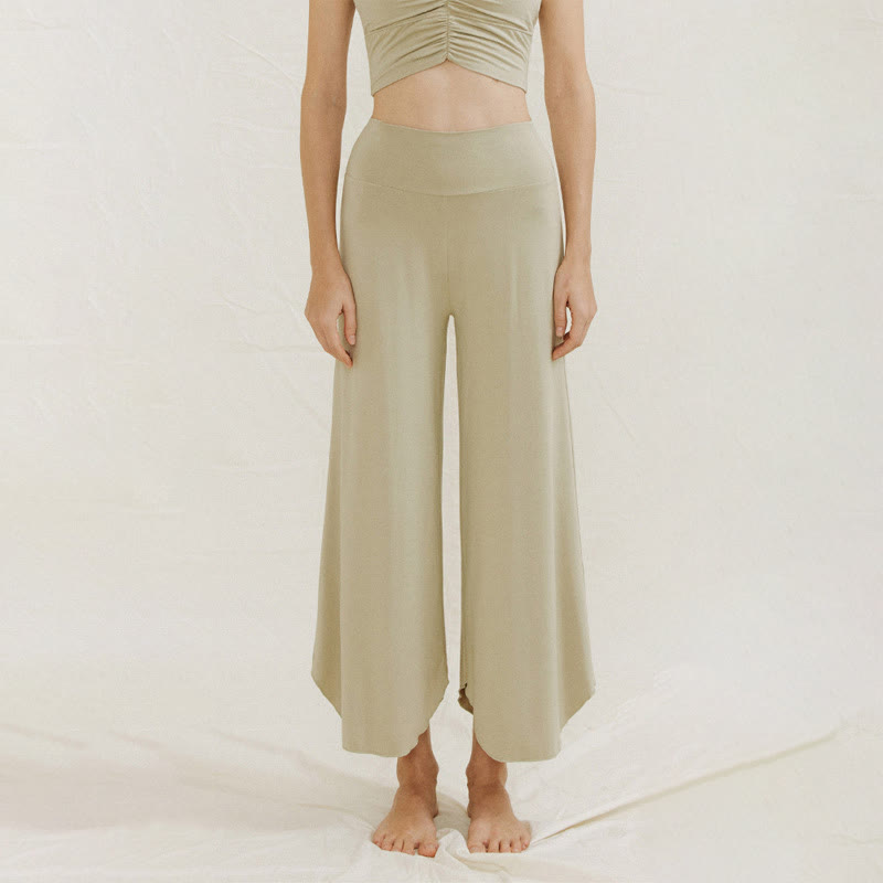 Pantaloni larghi da donna Leica con orlo geometrico irregolare e casual, modello Buddha Stones - DarkSeaGreen - US4, UK/AU8, EU36 (L) - image 12