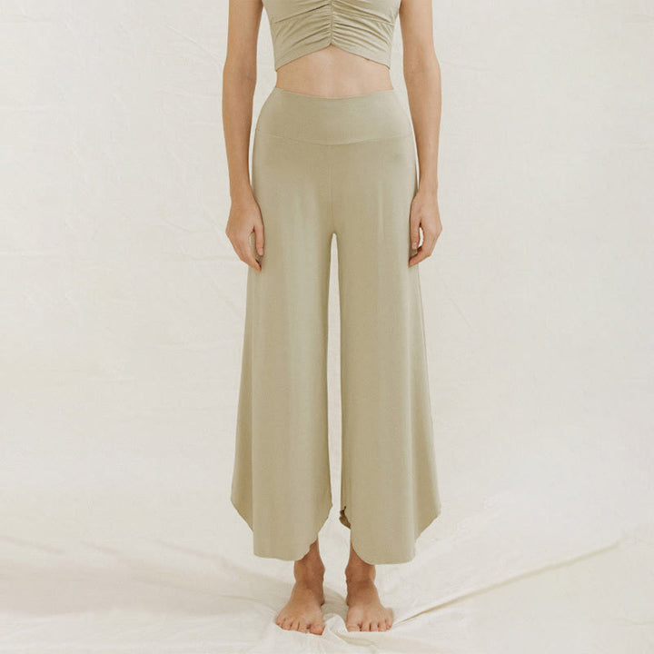 Pantaloni larghi da donna Leica con orlo geometrico irregolare e casual, modello Buddha Stones - DarkSeaGreen - US4, UK/AU8, EU36 (L) - image 12