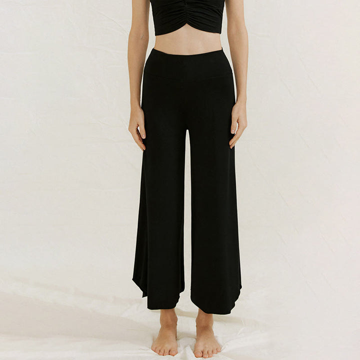 Pantaloni larghi da donna Leica con orlo geometrico irregolare e casual, modello Buddha Stones - Nero - US4, UK/AU8, EU36 (L) - image 24