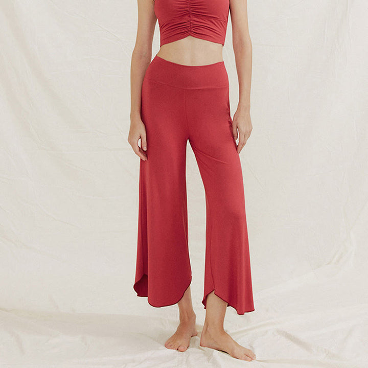 Pantaloni larghi da donna Leica con orlo geometrico irregolare e casual, modello Buddha Stones - image 5