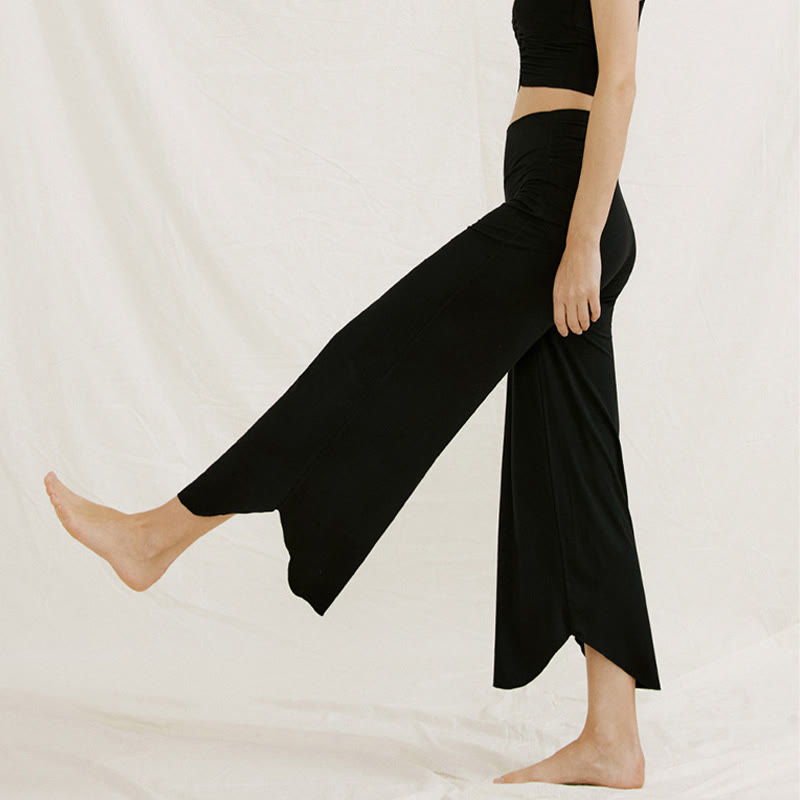 Pantaloni larghi da donna Leica con orlo geometrico irregolare e casual, modello Buddha Stones - image 27