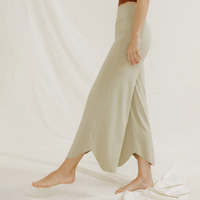 Pantaloni larghi da donna Leica con orlo geometrico irregolare e casual, modello Buddha Stones - image 19
