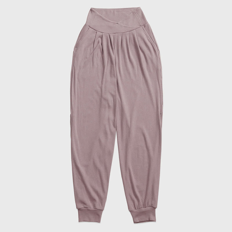 Pantaloni casual da donna in spandex con tasche, con orlo a fessura e filettature semplici Buddha Stones - image 1