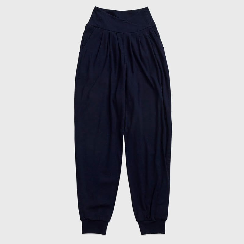 Pantaloni casual da donna in spandex con tasche, con orlo a fessura e filettature semplici Buddha Stones - Blu notte - US6, UK/AU10, EU38 (XL) - image 13