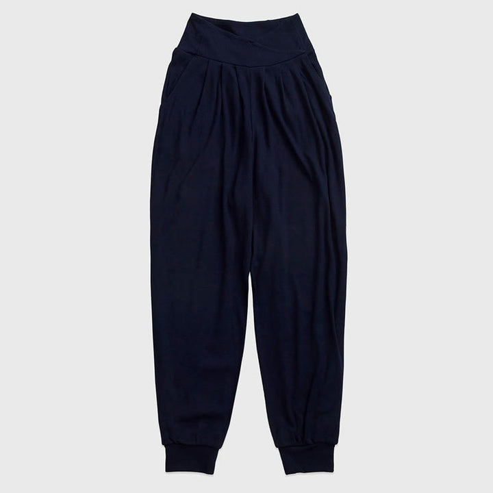 Pantaloni casual da donna in spandex con tasche, con orlo a fessura e filettature semplici Buddha Stones - Blu notte - US6, UK/AU10, EU38 (XL) - image 13