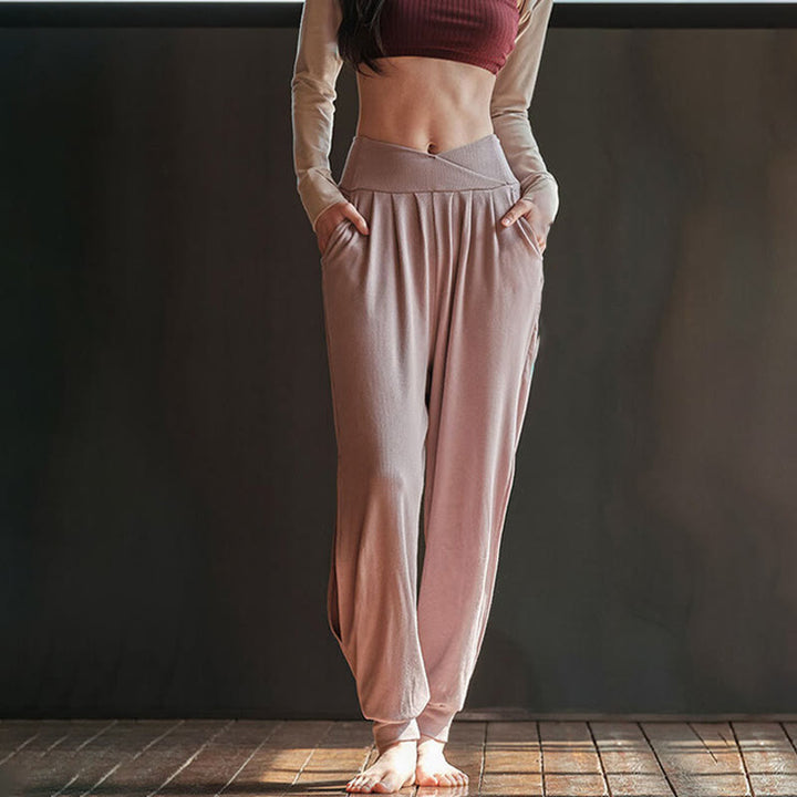 Pantaloni casual da donna in spandex con tasche, con orlo a fessura e filettature semplici Buddha Stones - image 7