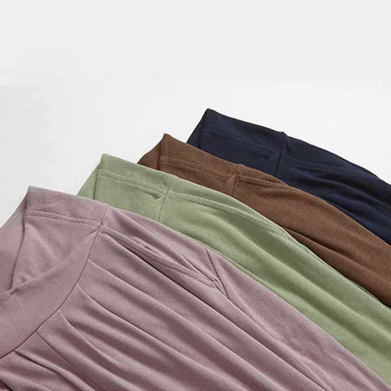 Pantaloni casual da donna in spandex con tasche, con orlo a fessura e filettature semplici Buddha Stones - image 14