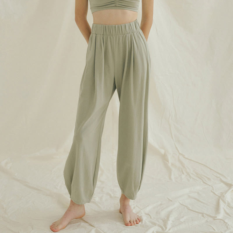 Pantaloni harem Leica da donna Buddha Stones Casual, traspiranti, larghi e semplici, con tasche - Verde Mare Scuro - US4, UK/AU8, EU36 (L) - image 12